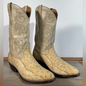 Cactus Jack Men’s Exotic Western Boots Size 8 D Full Quill Ostrich Cowboy Boots